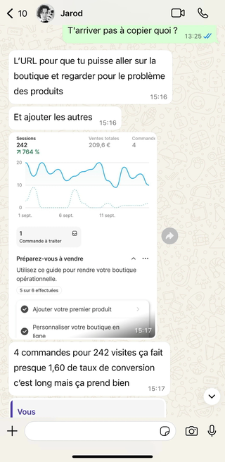 Jarod - WhatsApp · ses premières commandes